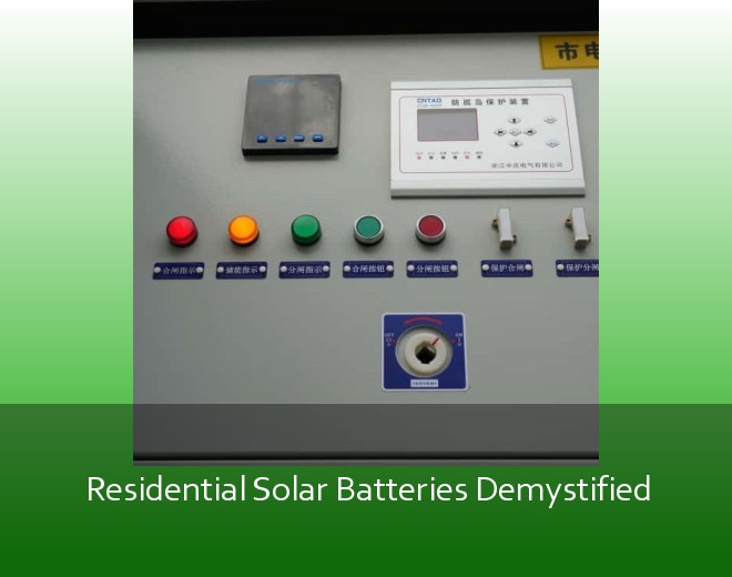 Residential Solar Batteries Demystified